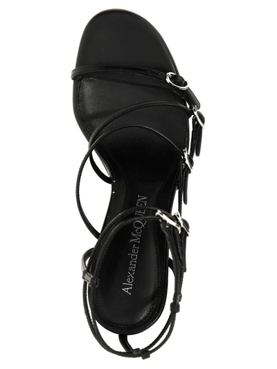 Shop Alexander Mcqueen Strap Leather Sandals In Black