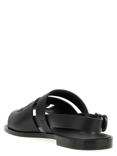 Dolce & Gabbana Leather Sandals Flat Sole Open Toe In Black