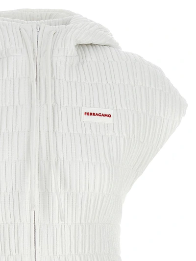 Shop Ferragamo Hooded Vest In White
