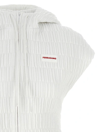 Ferragamo Hooded Vest Sleeveless Elastic Waistband In White
