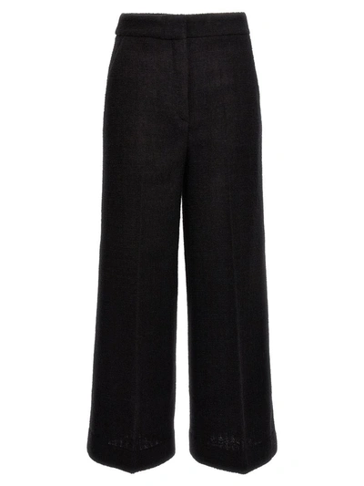 Moschino Wide-leg Textured Fabric Elastic Waistband Pants In Black