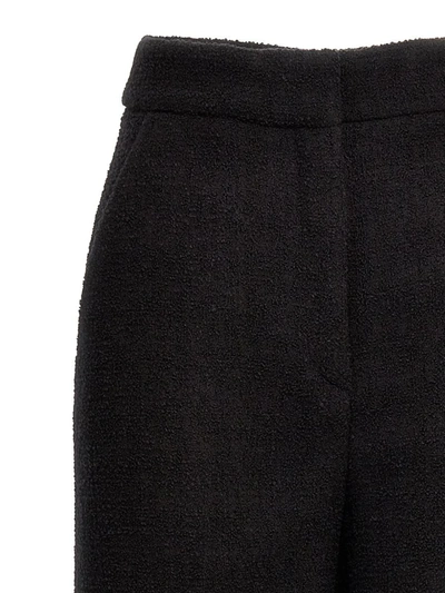 Moschino Wide-leg Textured Fabric Elastic Waistband Pants In Black