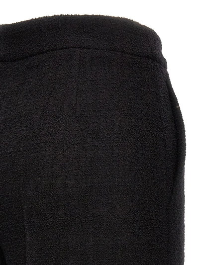 Moschino Wide-leg Textured Fabric Elastic Waistband Pants In Black