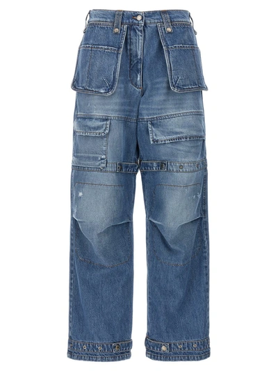 Shop Msgm Cargo Jeans In Blue