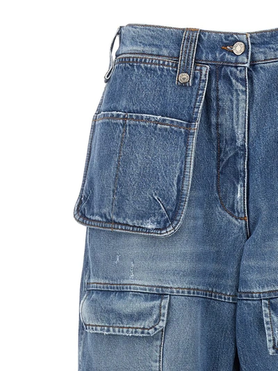 Shop Msgm Cargo Jeans In Blue