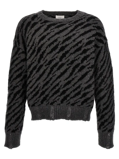 Rhude Zebra Crew Neck Sweater With Ribbed Cuffs In Multicolor