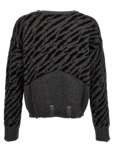 Rhude Zebra Crew Neck Sweater With Ribbed Cuffs In Multicolor