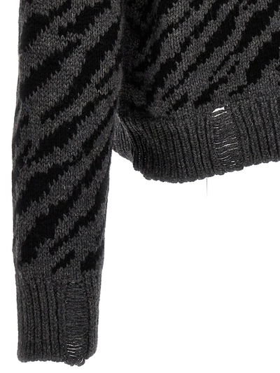 Rhude Zebra Crew Neck Sweater With Ribbed Cuffs In Multicolor