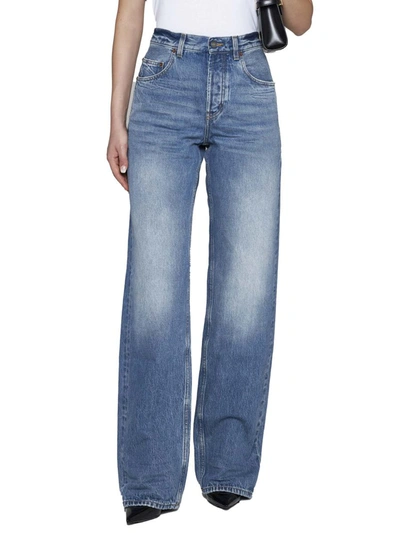 Shop Saint Laurent Jeans In Lake Medium Blue 3d