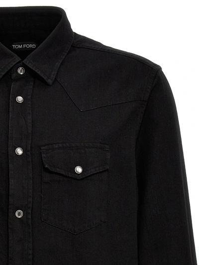 Shop Tom Ford Denim Shirt In Black