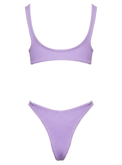 Shop Reina Olga 'ginny' Lilac Bandeau Style Bikini Set With High-waisted Bottoms In Polyamide Woman In Violet