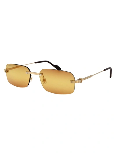 Shop Cartier Sunglasses In 007 Gold Gold Orange
