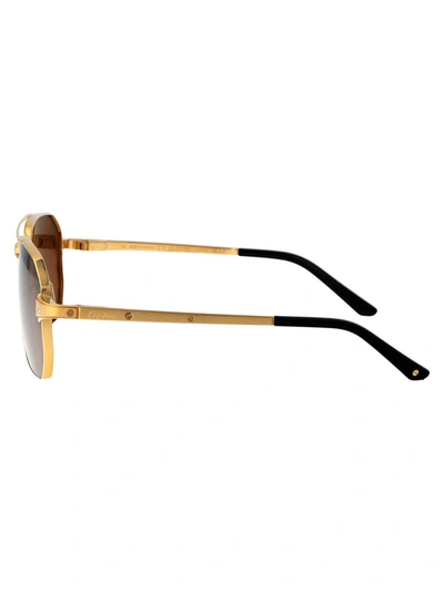 Shop Cartier Sunglasses In 003 Gold Gold Brown