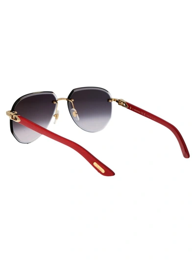 Shop Cartier Sunglasses In 003 Gold Red Grey