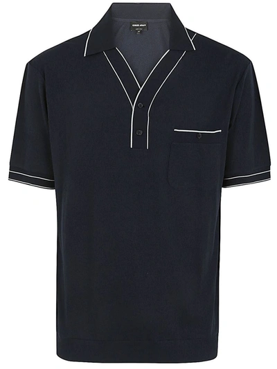 Shop Giorgio Armani Short Sleeves Polo Shirt With Pocket Clothing In Blue