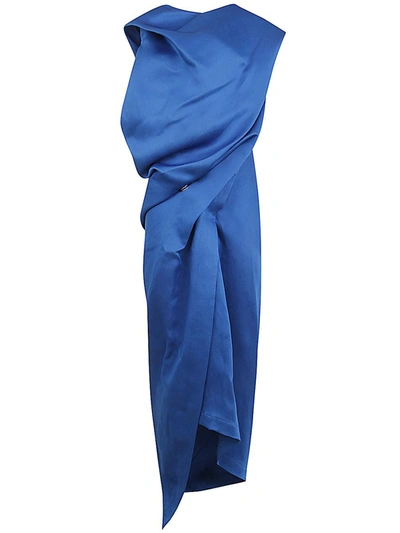 Shop Issey Miyake Enveloping Long Dress Clothing In Blue