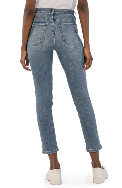 Shop Kut From The Kloth Reese Fab Ab Rhinestone High Waist Ankle Slim Straight Leg Jeans In Landed