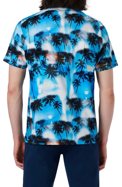 Bugatchi Hendrix Digital Palm Tree Print Cotton Polo In Ocean