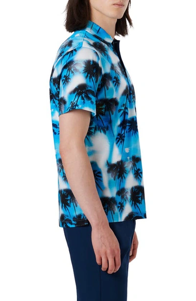 Bugatchi Hendrix Digital Palm Tree Print Cotton Polo In Ocean