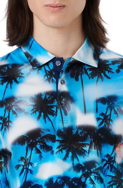 Bugatchi Hendrix Digital Palm Tree Print Cotton Polo In Ocean