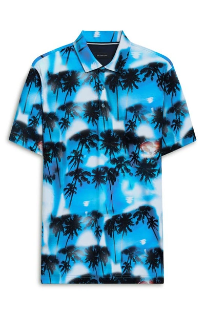 Bugatchi Hendrix Digital Palm Tree Print Cotton Polo In Ocean