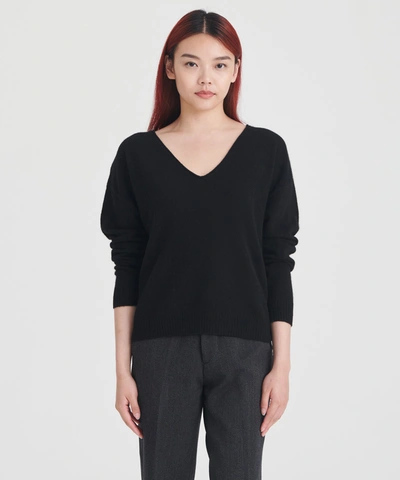 Shop Naadam Lightweight Cashmere V-neck Sweater In Black