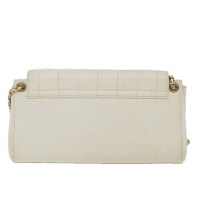 Pre-owned Chanel Flap Bag White Leather Shoulder Bag ()