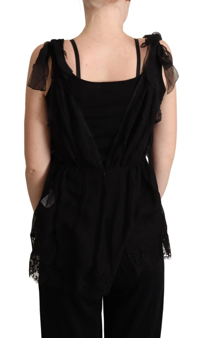 Dolce & Gabbana Black Silk Lace Trim Camisole Tank Top In Black