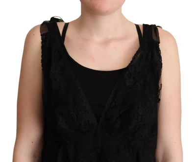 Shop Dolce & Gabbana Black Silk Lace Trim Camisole Tank Women's Top