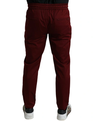 Shop Dolce & Gabbana Maroon Cotton Stretch Jogger Men's Pants