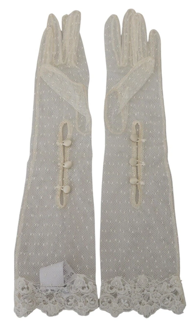 Shop Dolce & Gabbana Elegant Elbow Length White Women's Gloves