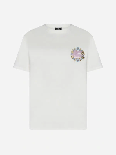 Shop Etro Pegaso Logo Cotton T-shirt In White