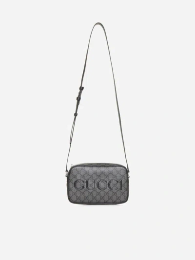 Shop Gucci Gg Fabric Mini Camera Bag In Grey,black,black