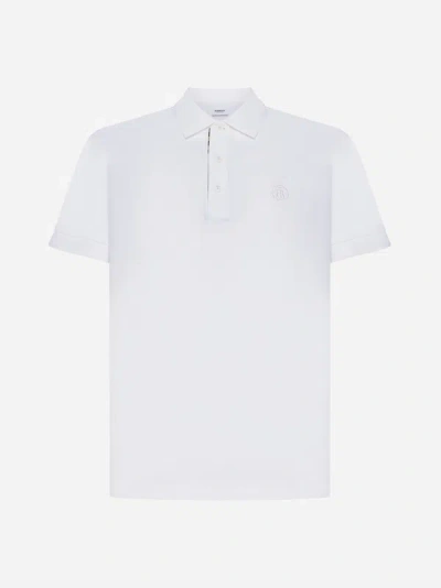 Shop Burberry Eddie Cotton Polo Shirt In White