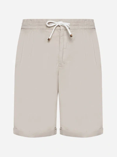 Shop Brunello Cucinelli Linen And Cotton Shorts In Beige