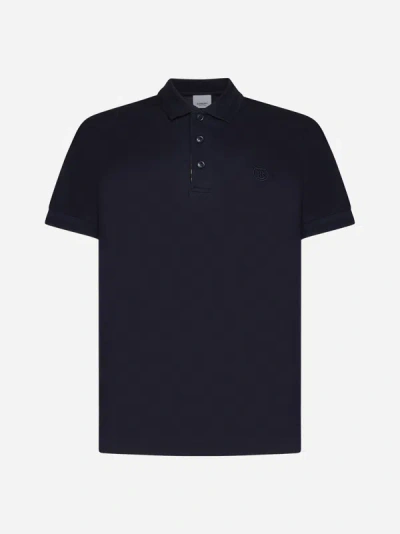 Shop Burberry Eddie Cotton Polo Shirt In Coal Blue