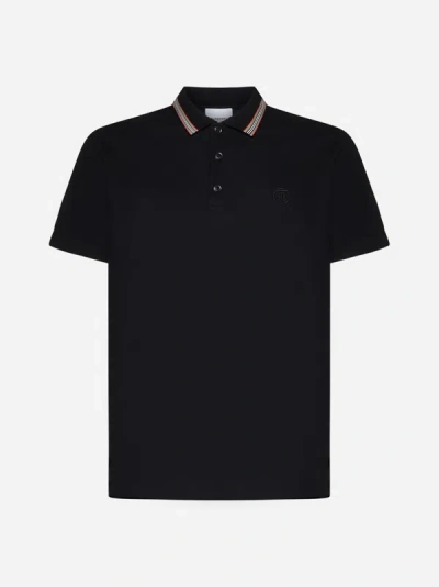 Shop Burberry Pierson Cotton Polo Shirt In Black