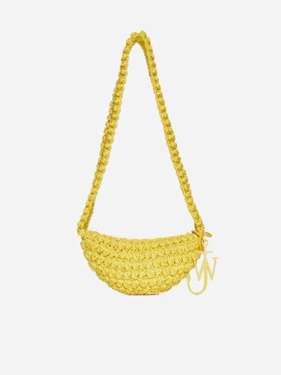 Shop Jw Anderson Popcorn Sling Crochet Bag In Yellow