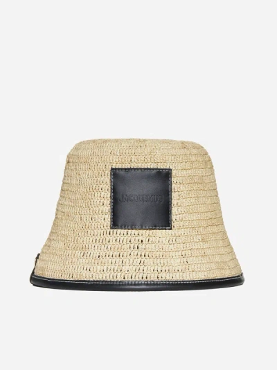 Shop Jacquemus Le Bob Soli Straw Hat In Black