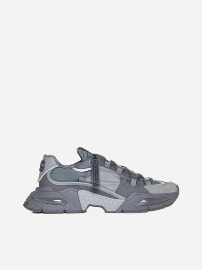 Shop Dolce & Gabbana Air Master Mix Materials Sneakers In Smoke Grey