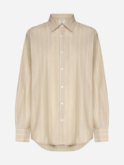 Shop Filippa K Striped Cotton Shirt In Beige,white