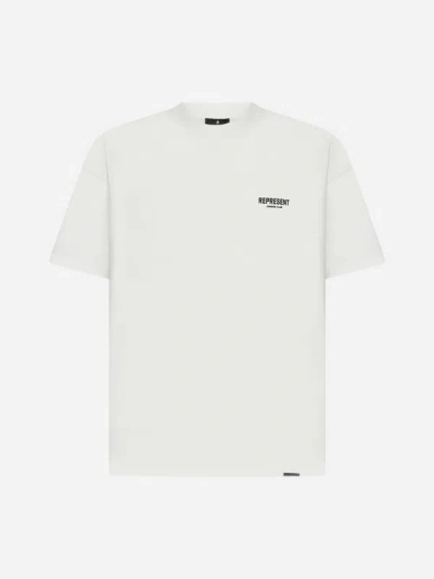 Shop Represent Logo Cotton T-shirt In Flat White