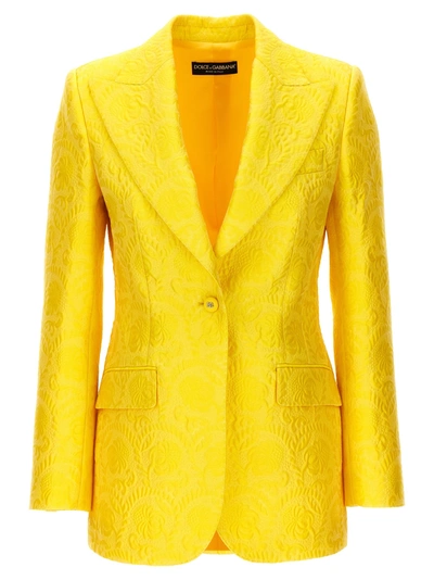 Shop Dolce & Gabbana Single-breasted Turlington Blazer Blazer And Suits In Yellow