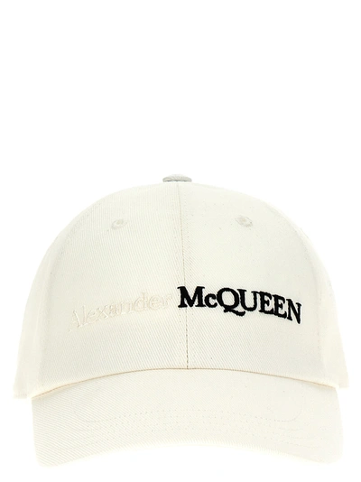 Shop Alexander Mcqueen Logo Cap Hats In White/black