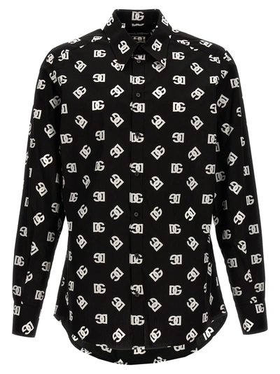 Shop Dolce & Gabbana Logo Print Shirt Shirt, Blouse In White/black