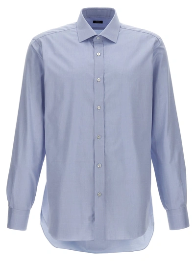 Shop Barba Operated Cotton Shirt Shirt, Blouse In Light Blue