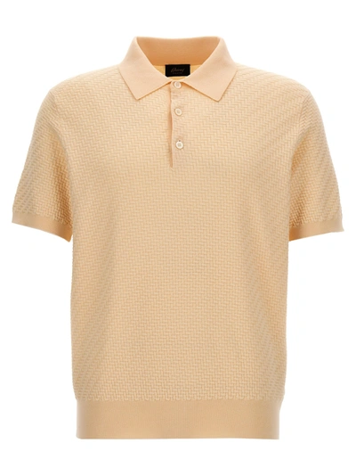 Shop Brioni Woven Knit Shirt Polo In Beige