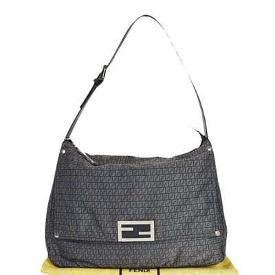 Shop Fendi Zucchino Grey Synthetic Shoulder Bag ()