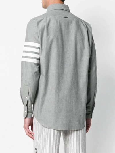 Shop Thom Browne Men Straight Fit Shirt W/ 4bar In Chambray In 035 Med Grey