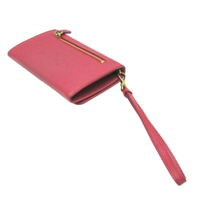Shop Prada Saffiano Red Leather Wallet  ()